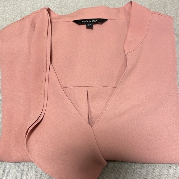 RW&CO | Dusty Rose/Pink | V-Neck | Ruffle | Sleeveless | Blouse | Size S - Picture 13 of 13